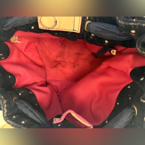 Juicy Couture Y2K Vintage Blue Velvet Polka Dot Bow Top Handle Bag  Preppy CHic - Picture 5 of 12